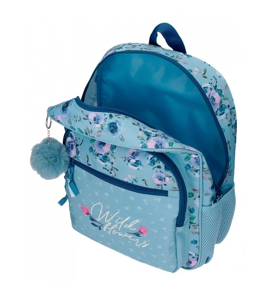 Mochila Movom Wild Flowers con carro azul -30x38x12cm-